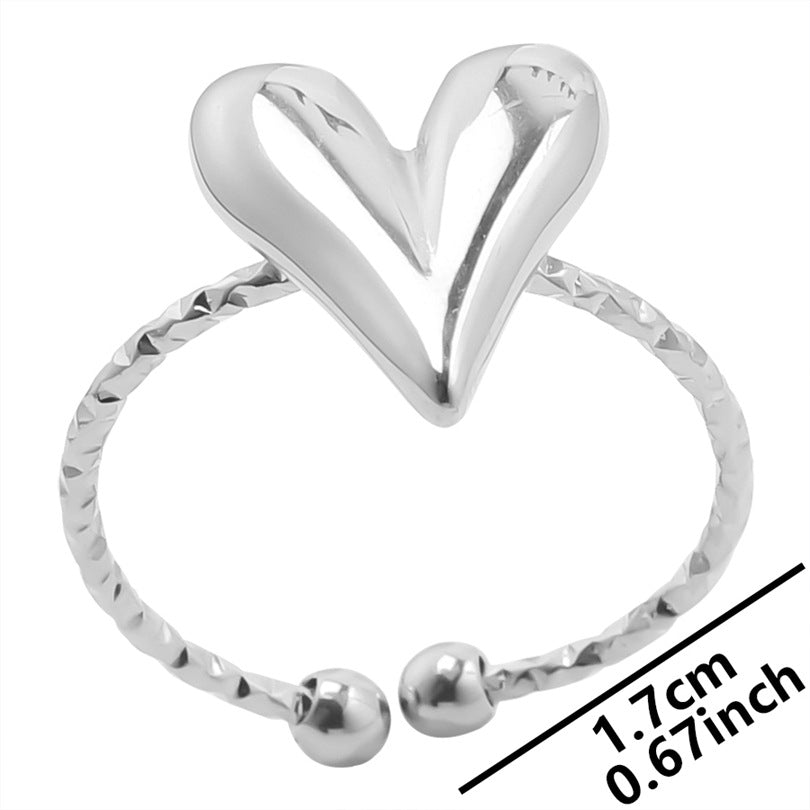 Wholesale Valentine's Day Stainless Steel Heart Opening Rings